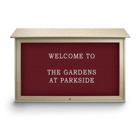 United Visual Products Indoor Enclosed Combo Board, 42"x32", Satin Frame/Burgundy & Cork UVCB4232-BURGUN-CORK